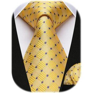 Mens plaid tie and pocket square set woven checkered formal wedding necktie